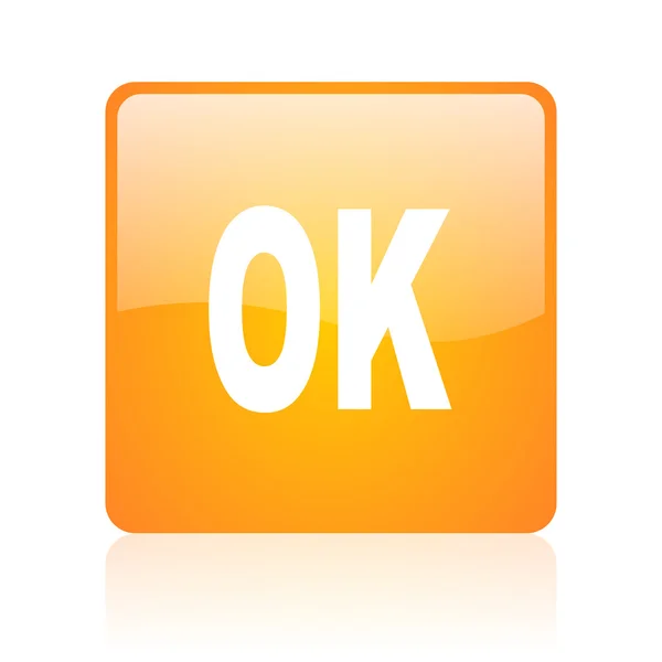 OK oranje vierkant glanzend web icoontje — Stockfoto