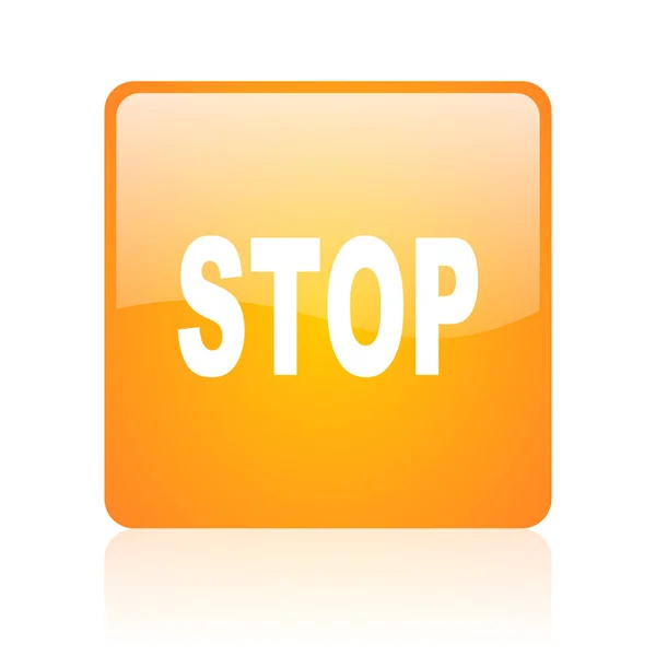 Stop arancio quadrato lucido web icon — Foto Stock