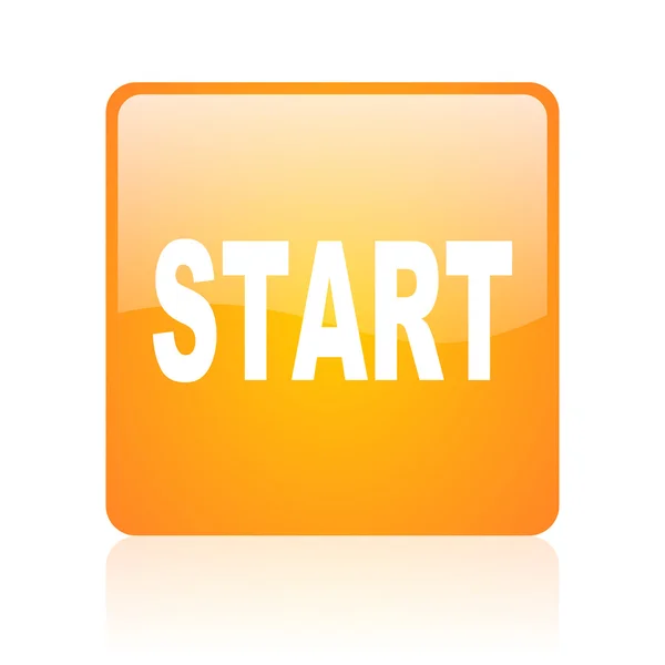 Start orange square glossy web icon — Stock Photo, Image