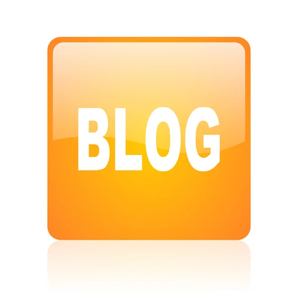 Blog orange square glossy web icon — Stock Photo, Image