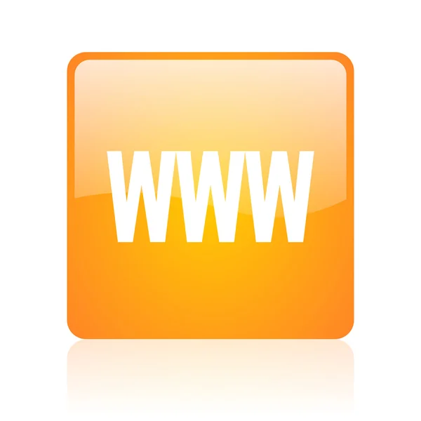 Www orange quadratische glänzende Web-Ikone — Stockfoto