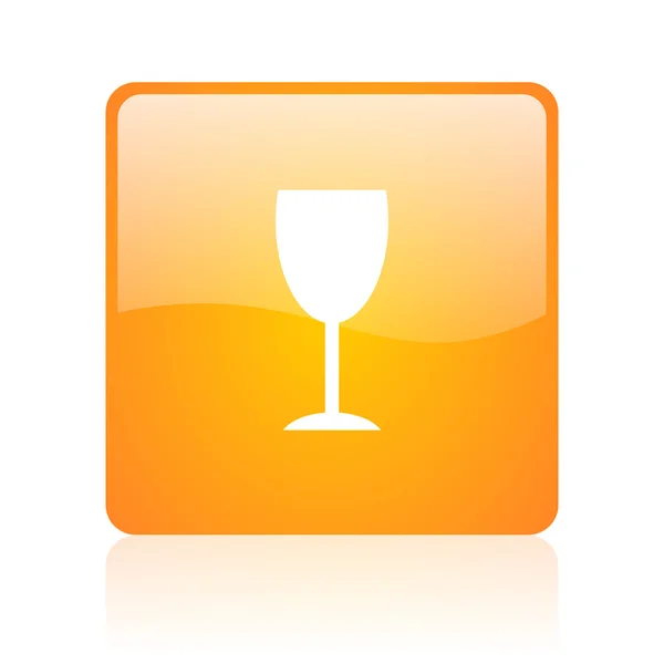 Cristal naranja cuadrado brillante web icono — Foto de Stock