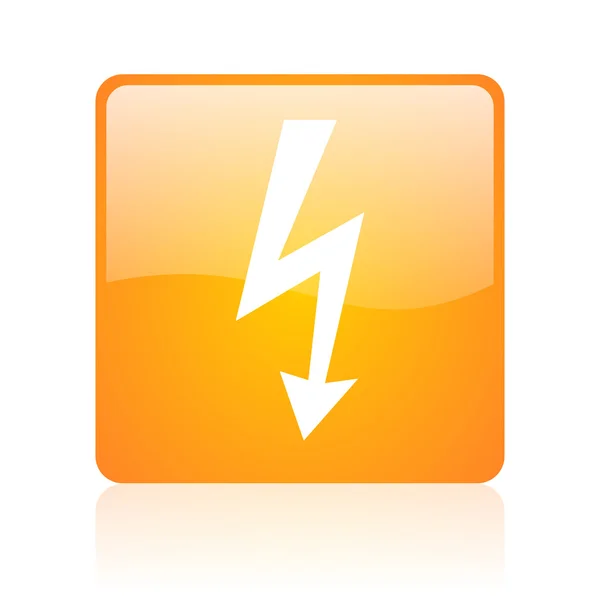 Lightning orange square glossy web icon — Stock Photo, Image