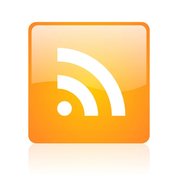 Rss orange square glossy web icon — Stock Photo, Image