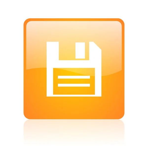 Disk orange square glossy web icon — Stock Photo, Image