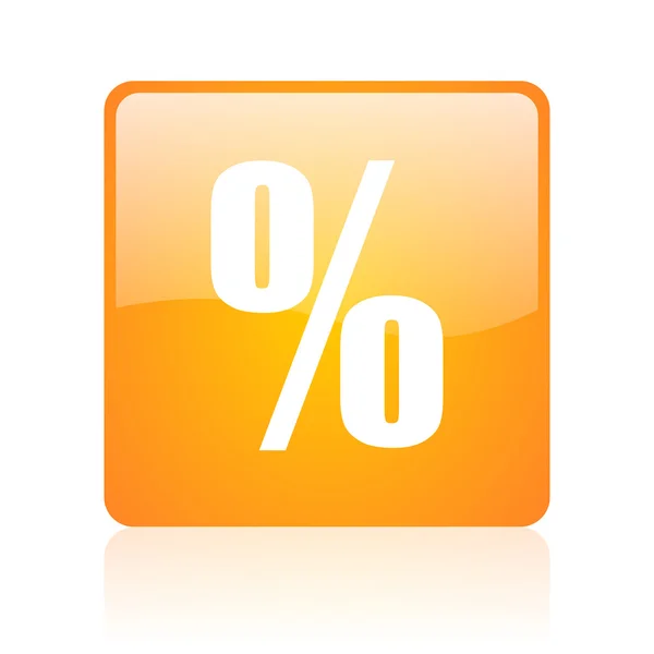 Percentuale arancione quadrato lucido icona web — Foto Stock