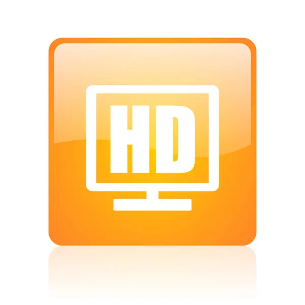 HD wyświetlanie pomarańczowy kwadrat błyszcząca tkanina ikona — Zdjęcie stockowe
