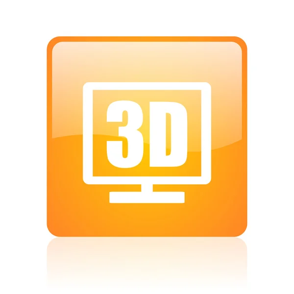 3d display orange square glossy web icon — Stock Photo, Image