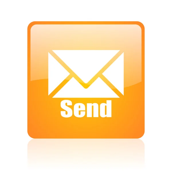 Envoyer orange carré brillant icône web — Photo