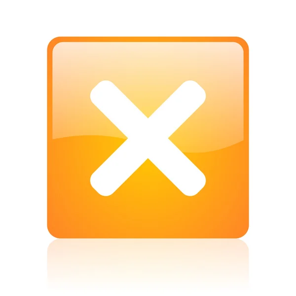 オレンジ色の四角光沢のあるウェブのアイコンをキャンセルします。 — ストック写真