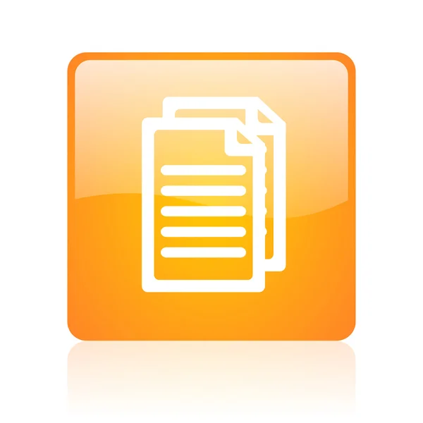 Documento naranja cuadrado brillante icono web —  Fotos de Stock