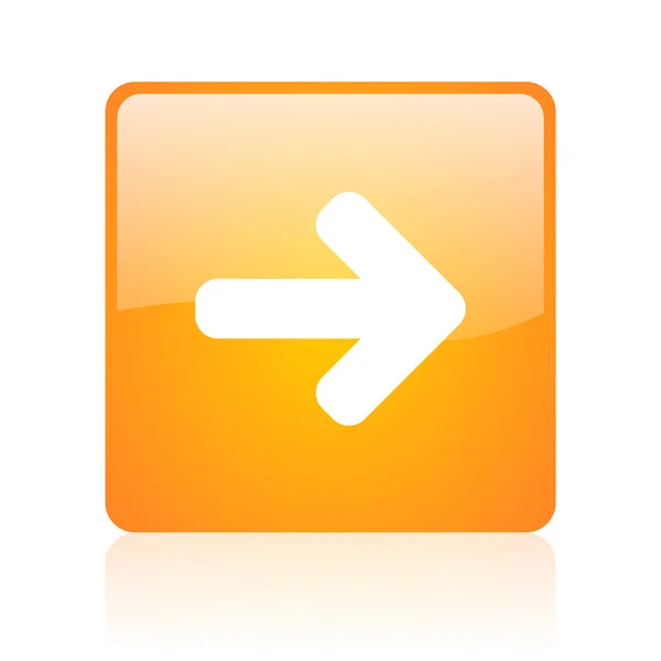 Nyíl jobb narancssárga négyzet alakú fényes web ikon — Stock Fotó