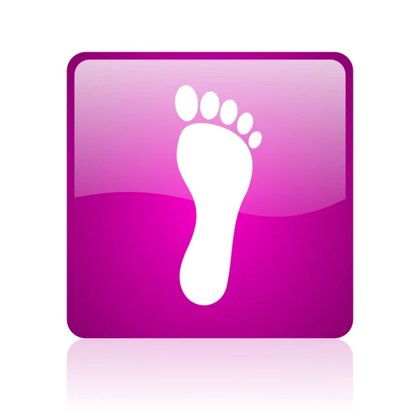 Footprint violet square web glossy icon — Stockfoto