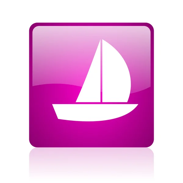 Jacht violett quadratisch Web-Hochglanz-Symbol — Stockfoto