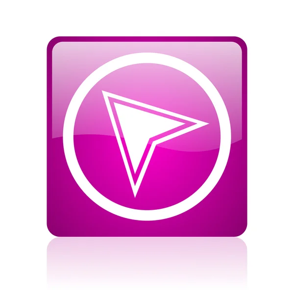 Navegación violeta cuadrado web brillante icono — Foto de Stock