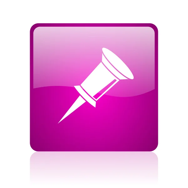 Pin 紫平方米 web 光泽图标 — 图库照片