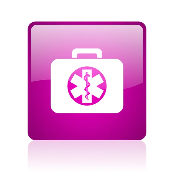 Rescue kit violet square web glossy icon — Stock Photo, Image