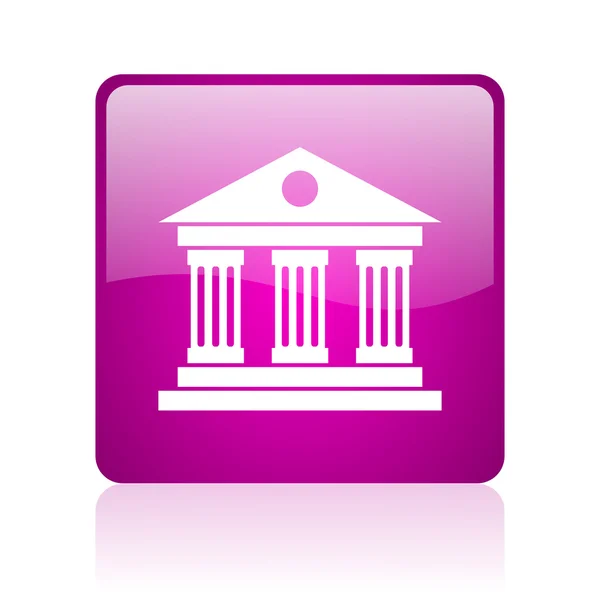 Museum violet square web glossy icon — Stock Photo, Image