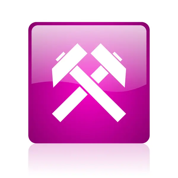 Minería violeta cuadrado web brillante icono — Foto de Stock