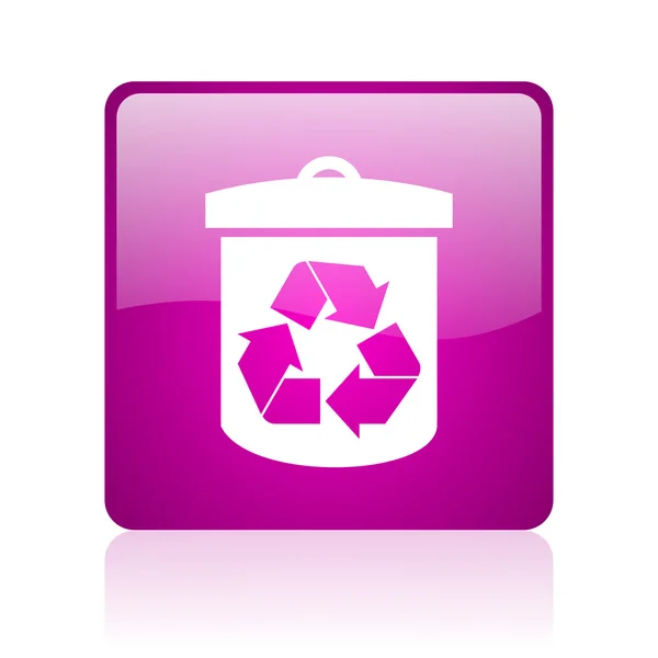 Recycle violet vierkante web glanzende pictogram — Stockfoto