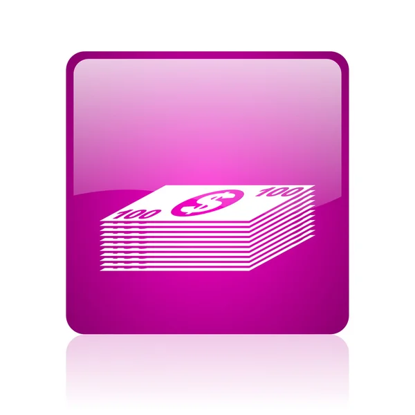 Bani violet pătrat web glossy icon — Fotografie, imagine de stoc