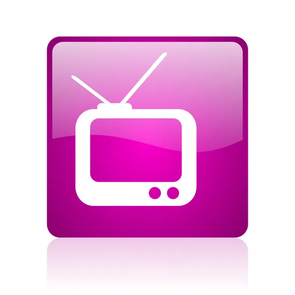 Tv violett quadratisch web glänzend Symbol — Stockfoto