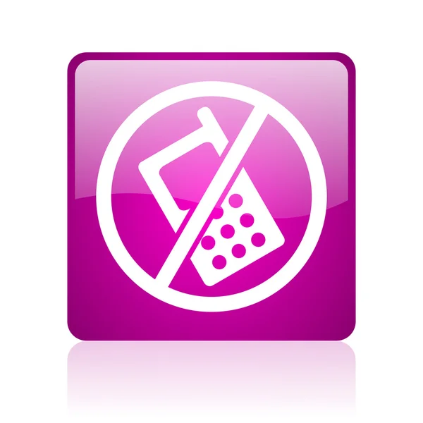 Geen telefoons violet vierkante web glanzende pictogram — Stockfoto