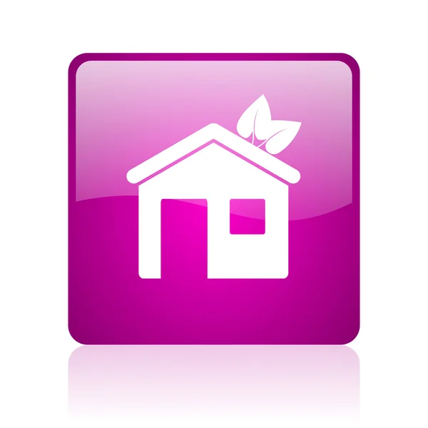 Inicio violeta cuadrado web icono brillante — Foto de Stock