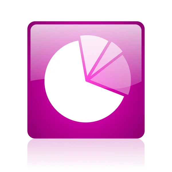 Diagramme violet carré web brillant icône — Photo