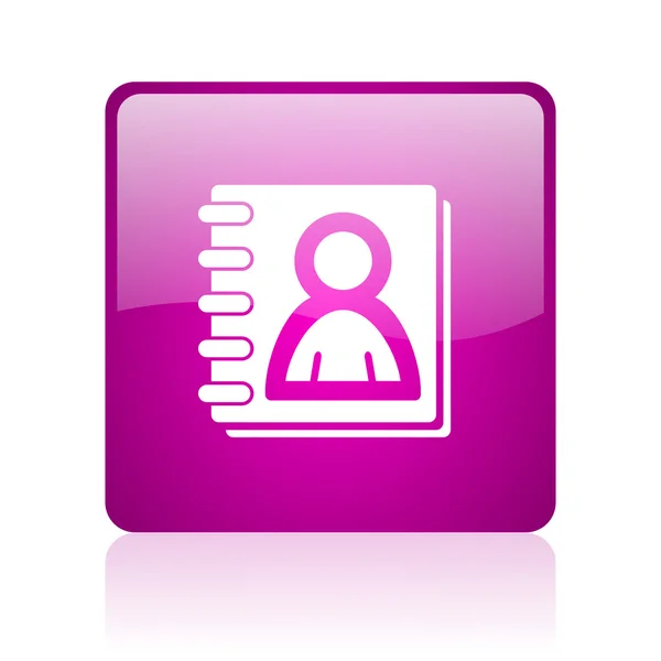 Address book violet square web glossy icon — Stock Photo, Image