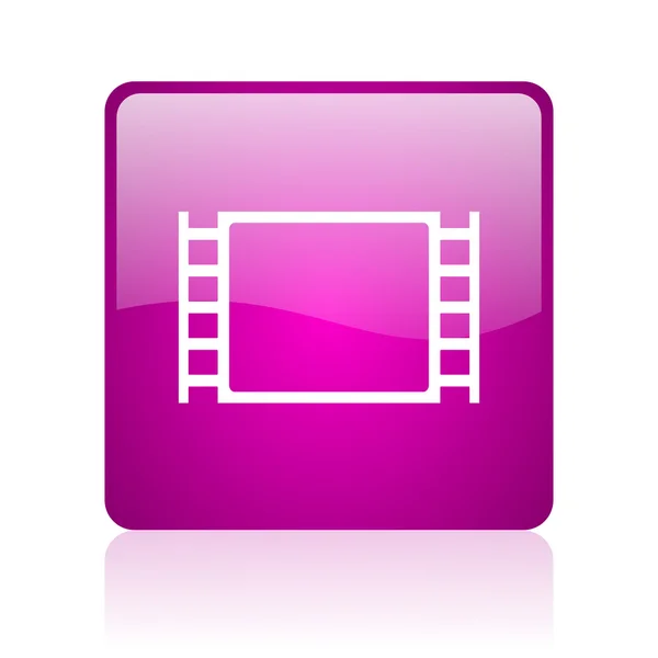 Film fialový čtvereček web lesklý ikona — Stock fotografie