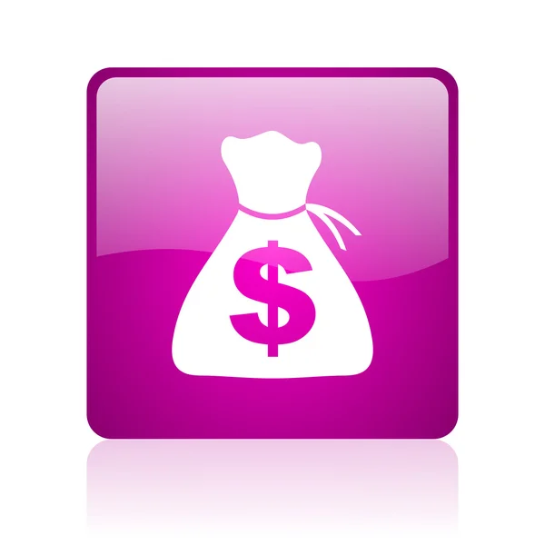 Money violet square web glossy icon — Stock Photo, Image