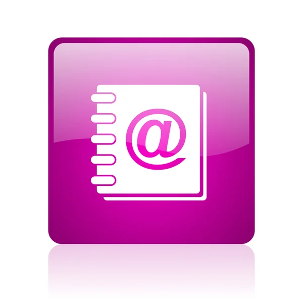 Livro de endereços violeta quadrado web ícone brilhante — Fotografia de Stock