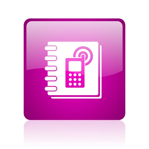 Libreta de teléfonos violeta cuadrado web icono brillante —  Fotos de Stock