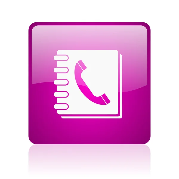 Phonebook violet square web glossy icon — Stock Photo, Image