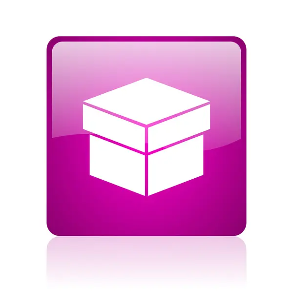Box fialový čtvereček web lesklý ikona — Stock fotografie