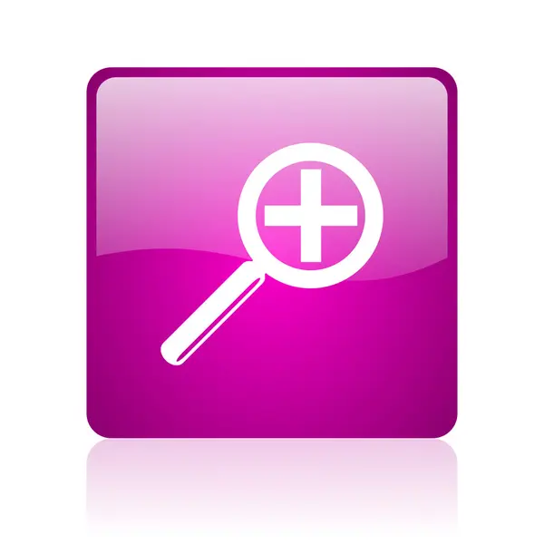 Vergroting violet vierkante web glanzende pictogram — Stockfoto