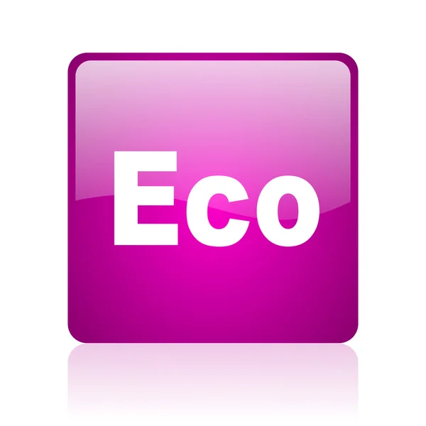 Eco violet square web glossy icon — Stock Photo, Image
