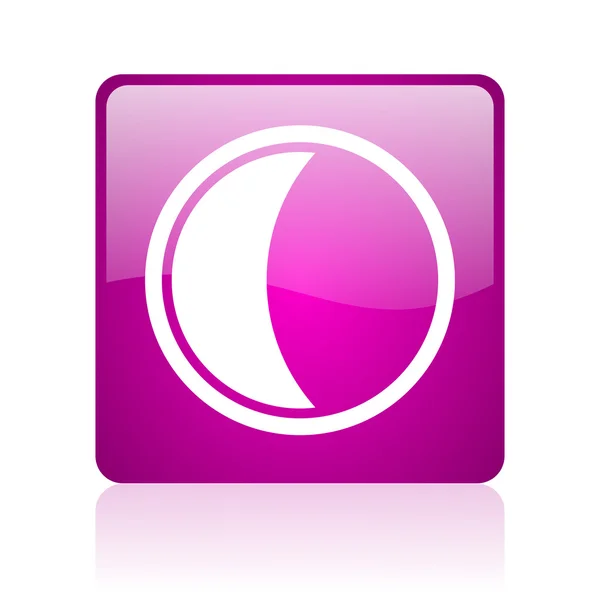 Lune violet carré web brillant icône — Photo