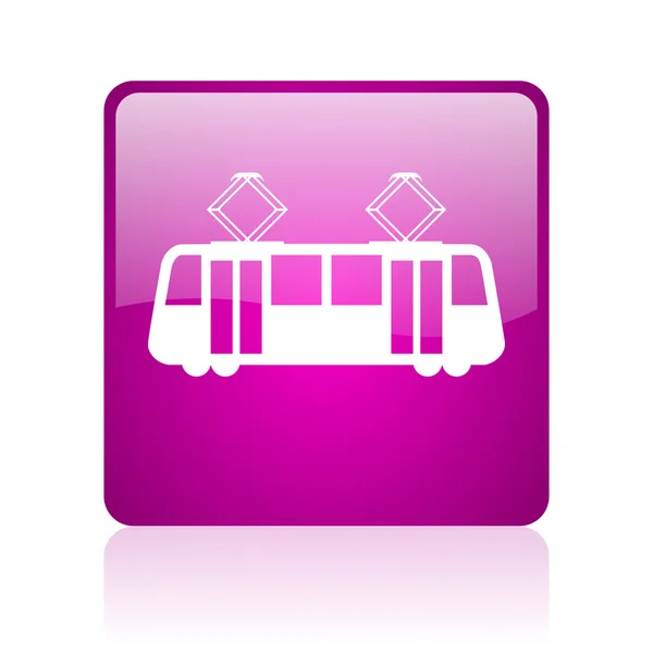 Straßenbahn violett quadratisch Web Hochglanz-Symbol — Stockfoto