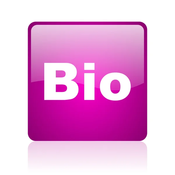 Bio violet carré web brillant icône — Photo