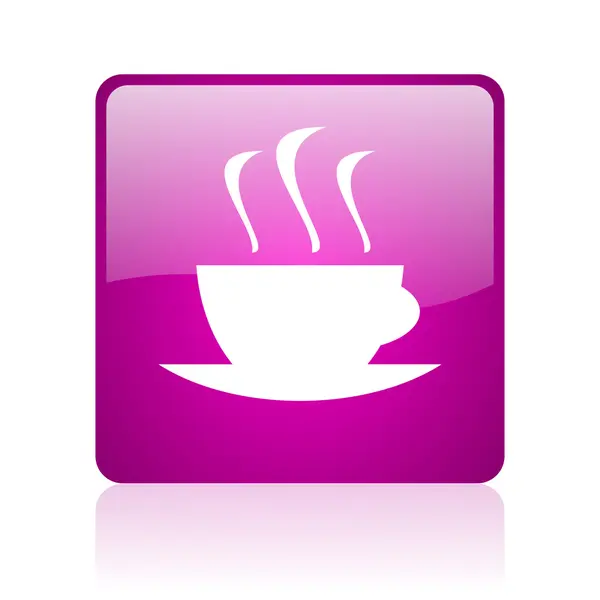Coffee violet square web glossy icon — Stock Photo, Image