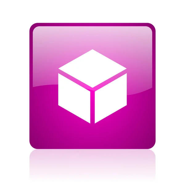 Caixa violeta quadrado web ícone brilhante — Fotografia de Stock