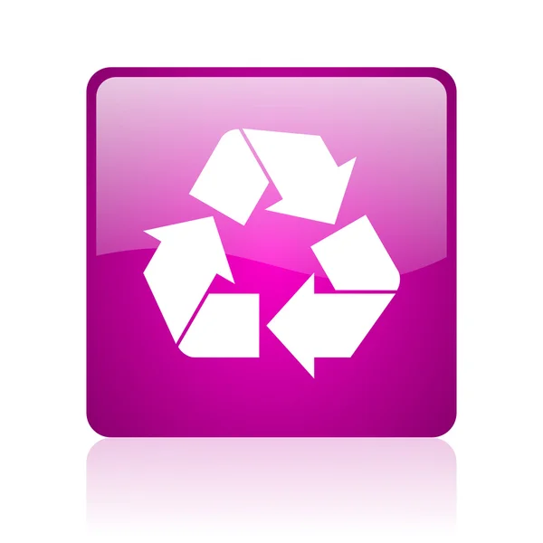 Recycle violet vierkante web glanzende pictogram — Stockfoto