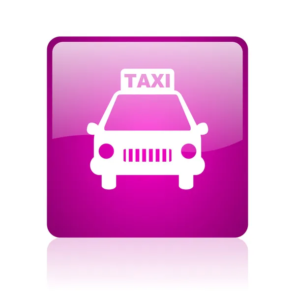 Taxi violeta cuadrado web brillante icono — Foto de Stock