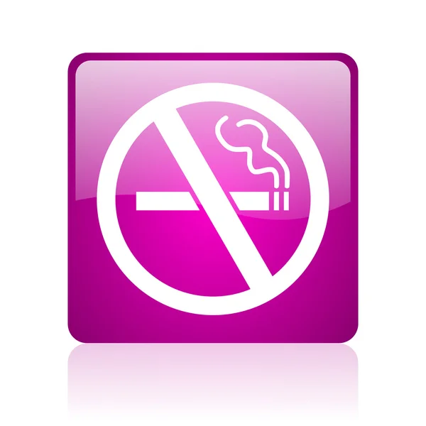 No fumar violeta cuadrado web brillante icono — Foto de Stock
