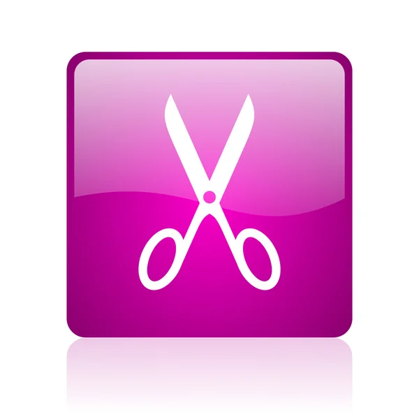 Nożyczki web kwadrat fioletowy ikona — Zdjęcie stockowe