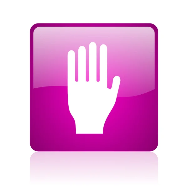 Stop violet square web glossy icon — Stock Photo, Image