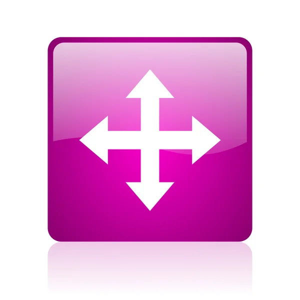 Flèches violet carré web icône brillante — Photo