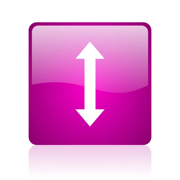 Flechas violeta quadrado web ícone brilhante — Fotografia de Stock